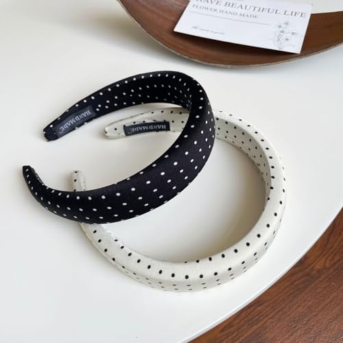 Polka Dot Headbands for Women, Non-Slip Wide Headband 2-Pack