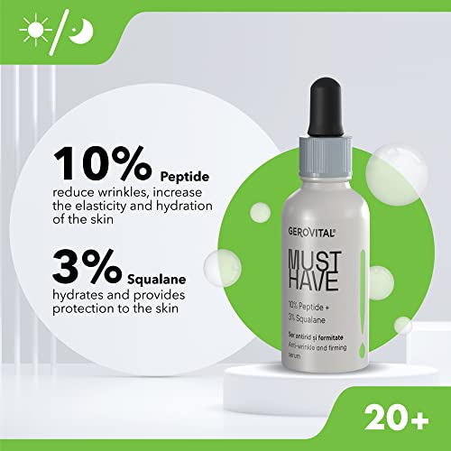 GEROVITAL MUST HAVE Anti-Wrinkle and Firming Face Serum with Collagen and Elastin, Aloe Vera Extract, Moisturizing Face Serum, 30 ml