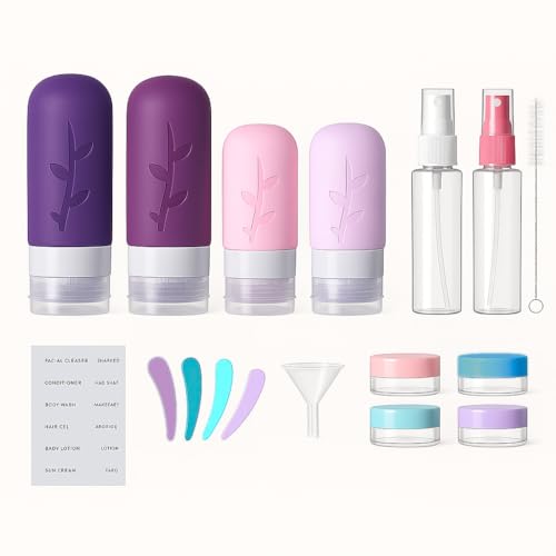 Tocelffe TSA Approved Travel Toiletry Bottles Set - Leak Proof Silicone Containers
