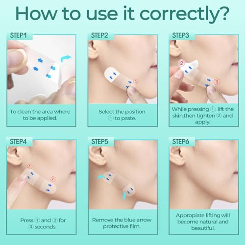 Face Tape Lifting Invisible, Face Lift Tape 152 Pcs, Instant Makeup Facelift Sticker for Loose Skin, V-Edge Patches for Turkey Neck, Neck Less Strips for Sagging Skin, Brows, Jowls, Wrinkles