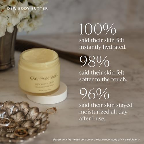 Oak Essentials Dew Body Butter | Rich, Whipped Body Moisturizer for Dry & Crepey Skin | Visible Hydration, Firming & Smoothing, 5.3 oz