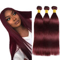 #99J Burgundy Straight Hair Bundles - 20, 22, 24 Inch, 3 Pack