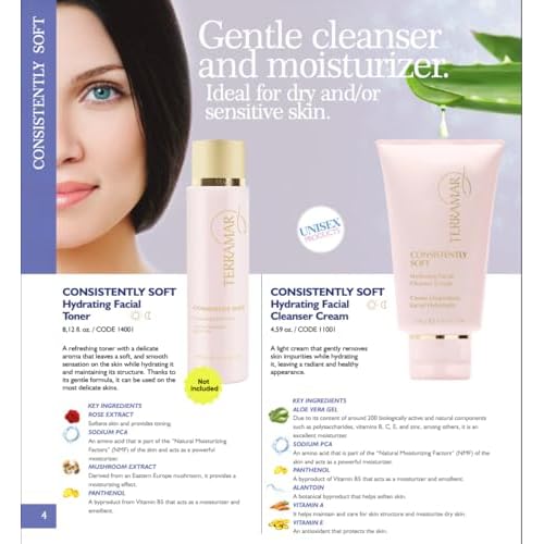Terramar Consistently Soft Hydrating Facial Cleanser - Gentle Cream Face Wash, Removes Impurities, Leaves Skin Soft & Radiant, For Dry/Sensitive Skin