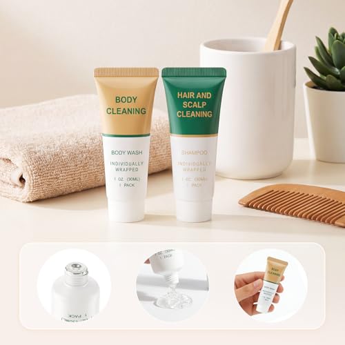 Travel Size Shampoo & Body Wash Set - 20 Pack 1 Fl Oz Individually Wrapped