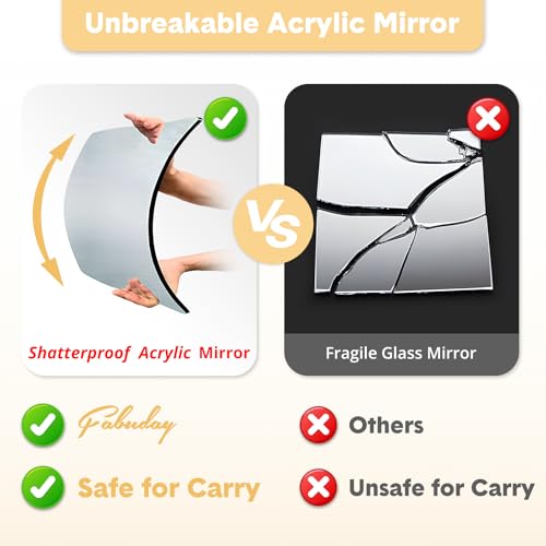 Fabuday Foldable Full Body Length Mirror with Light for Travel - Lighted Rechargeable Trifold Hanging Long Mirror, Folding Portable Tall Mirrors for Camping, RV, Dance, Dressing, Over The Door