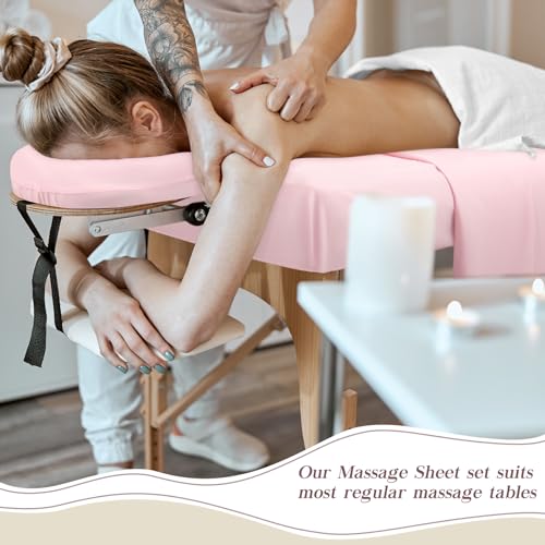 Mixweer 3-Set Microfiber Massage Table Sheets with Pockets - Pink (9 Pcs)