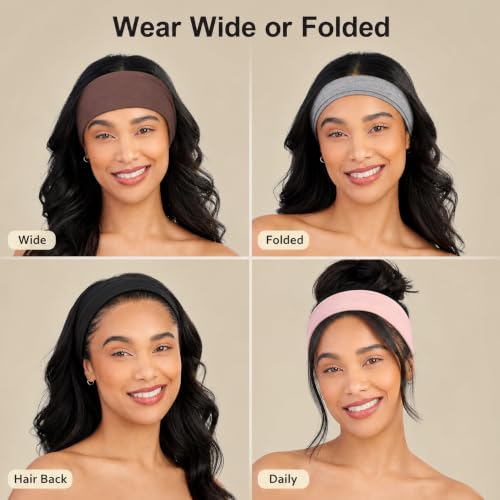 Wide Headbands for Women, 7-Pack Cotton Stretch Hair Bands