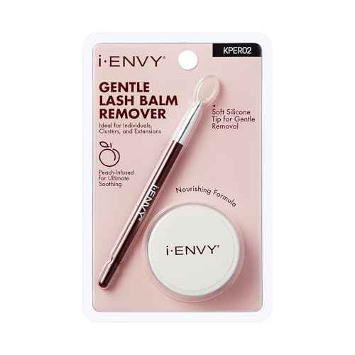 i-ENVY Lash Remover Balm, Eyelash Glue & Bond Cleanser for Fake Lash Clusters, Individuals & Extensions, Gentle Nourishing Peach-Infused Formula with Silicone Applicator, For Sensitive Skin & Eyes