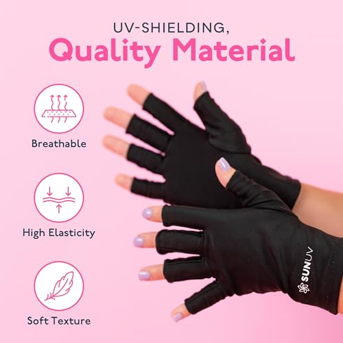 SUNUV UV LED Nail Lamp with UV Gloves for Gel Nails, 2 Timers, Sensor, White