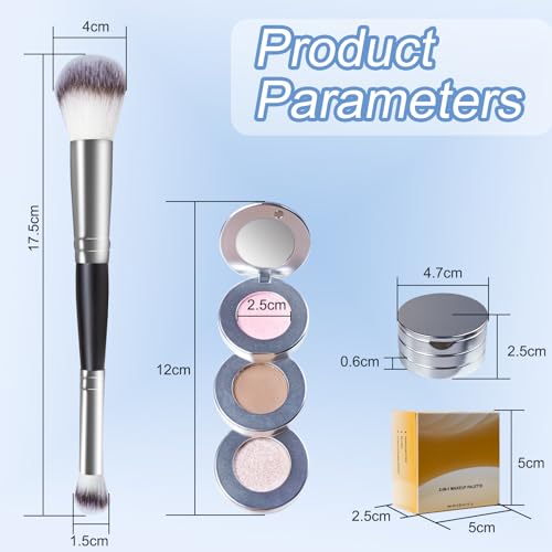 Blush Contour and Highlighter Palette, 3 in 1 Face Contouring, Pink Blusher for Cheeks and Natural Glitter Highlighter Powder Makeup Palet with Brush and small Mirror, Compact Stackable
