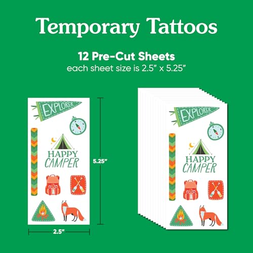 Camping Temporary Tattoos 96pc Party Favors Kids