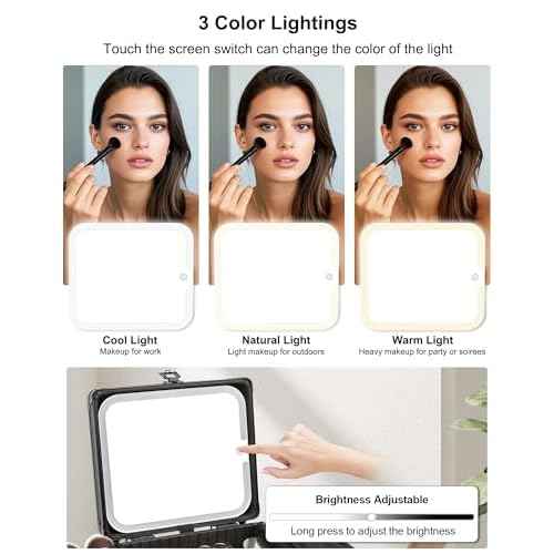 Relavel Makeup Bag with LED Mirror, Makeup Box Travel Train Case with Rechargeable Lighted Mirror & Adjustable Dividers, Cosmetic Brush Organizer Storage for Makeup Artists Gifts for Women and Girls