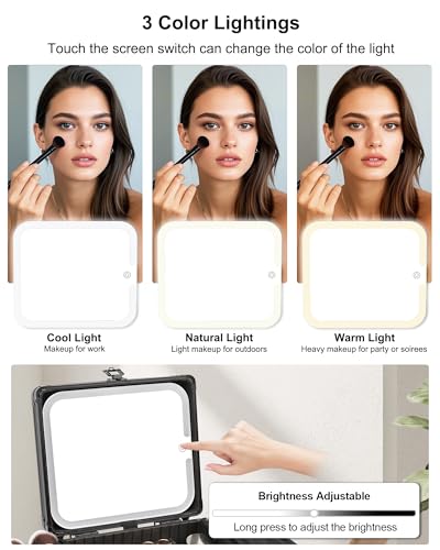 Relavel Travel Makeup Case with LED Mirror & Adjustable Dividers