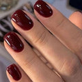 Modelones Dark Red Short Square Press On Nails Kit - 32 Pcs