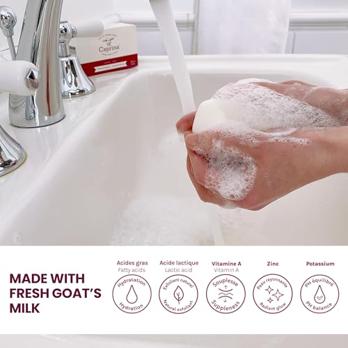 Caprina Fresh Goat¡¯s Milk Bar Soap FRAGRANCE FREE (6-Pack) 3.2 oz (90g) each, For Sensitive Skin, Cleanses Without Drying, Biodegradable Formula