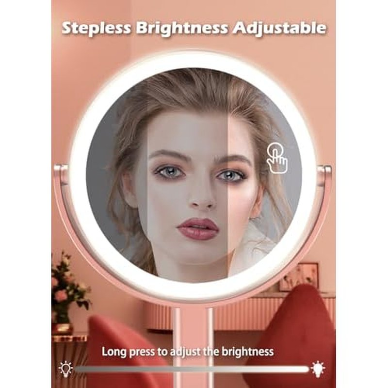10x Magnifying Mirror with Light,Double Sided Magnified Mirrors,Rechargeable 3 Color Lights and Adjustable Brightness Vanity Mirror,360¡Æ Rotation Detachable for Travel with Tweezer