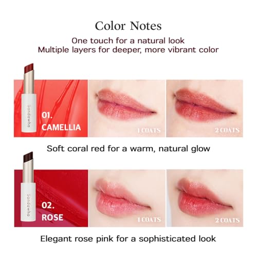 SKINCURE Sandawha Floral Halo Lip Glow(Rose) - Korean Natural Tinted Lip Balm with Camellia & Radish Extract, Hydrating Lip Care with Subtle, Everyday Color for Smooth & Supple Lips, 3.4g