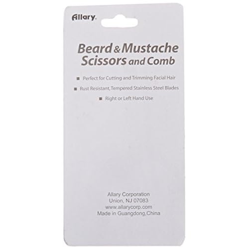 Allary Men's Beard and Mustache Scissors, Mini Comb Trimming Kit