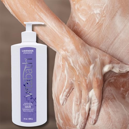 Vitabath Lavender Chamomile Moisturizing Bath & Shower Gel Wash Calming & Hydrating Botanical Skin-Softening Skincare, Body Cleanser & Foaming Gelee - 21 oz
