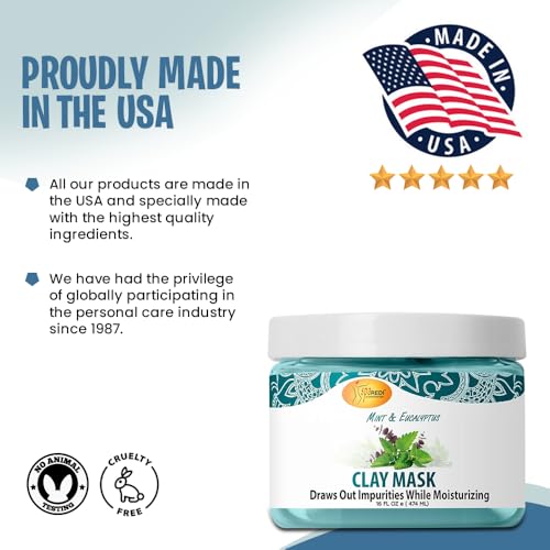 SPA REDI - Clay Mask, Mint and Eucalyptus, 16 Oz - Pedicure and Body Deep Cleansing, Skin Pore Purifying, Detoxifying and Hydrating