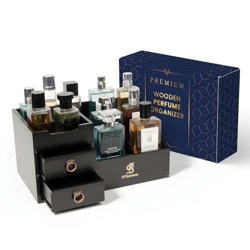Perfume Organizer - Cologne Organizer for Men - Wooden Cologne Stand - Organizador de Perfumes - Cologne Shelf - Perfume Stand for Women - Black, Brown - Perfume Holder