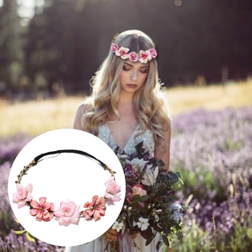 6 Pack Flower Crowns Headbands Set - Boho Hair Wreaths