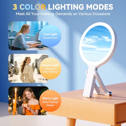 Auxmir Double-Sided Travel Makeup Mirror with 30X Magnification