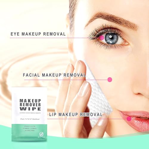 500 pcs Makeup Remover Wipes Individually Wrapped Makeup Wipes Bulk Face Cleansing Wipes, Individual Wet Wipes, Travel Towelette Makeup Remover Cloth for Face Cleansing Skin Care Remove Makeup