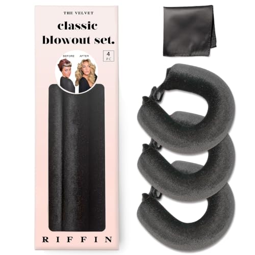 RIFFIN Black 3 Rod Heatless Jumbo Foam Hair Curlers for Medium Long Hair Overnight Styling