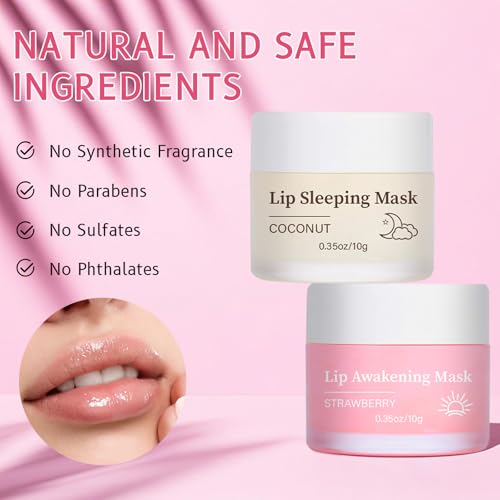 Strawberry Lip Mask & Sugar Scrub Set with Silicone Brush