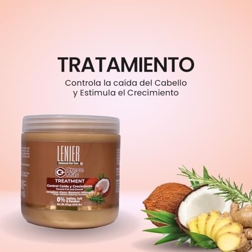 Rose Jolie Lenier Crece Más Hair Growth Bundle - Sulfate & Paraben Free Shampoo & Treatment for Thinning Hair