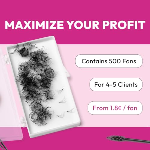 Eyesy Lash 500 Premade Fans 5D 0.07 12mm - Volume Lash Extensions