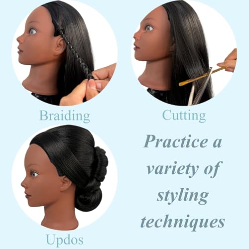 Black Mannequin Head with Hair for Braiding & Styling