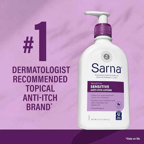 Sarna Sensitive Anti-Itch Lotion, Steroid-Free, Fragrance-Free, Vegan, Hypoallergenic, National Eczema Association Accepted, 1% Pramoxine Hydrochloride, 12 oz