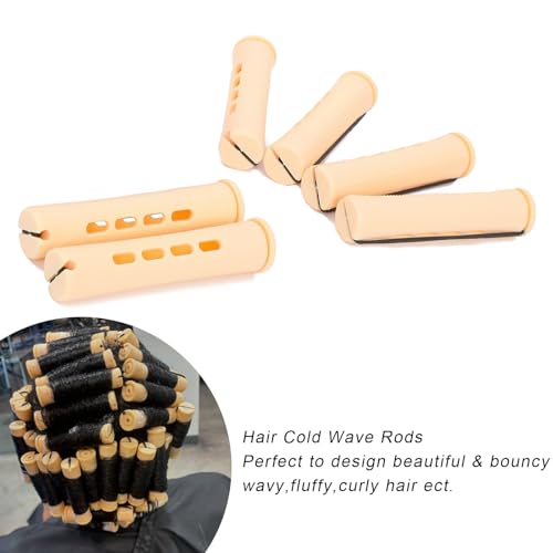 40 Pcs Beige Perm Rods for Short Hair - Plastic Cold Wave Rollers