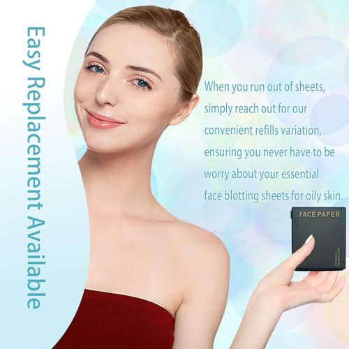 Oil Blotting Sheets for Face 100Pcs with Mirror & Puff - Black