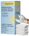 Clearbody Organics Organic Cotton Gloves for Dry Hands & Eczema - Medium, 5 Pack