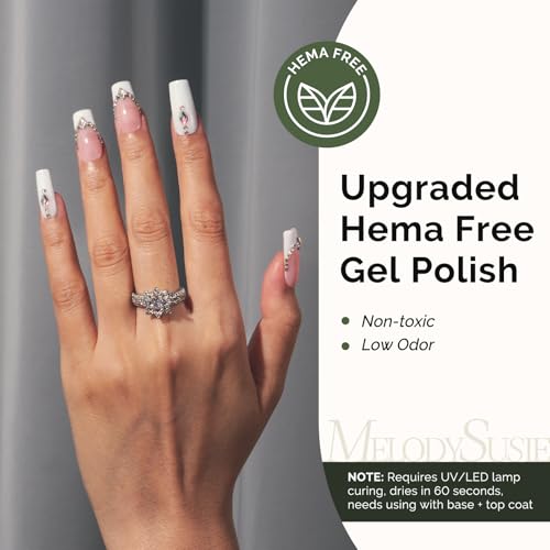 MelodySusie Hema Free Gel Nail Polish, 0.5 Fl Oz Thick White Gel Polish Hema Free Gel Polish Base and Top Coat Set