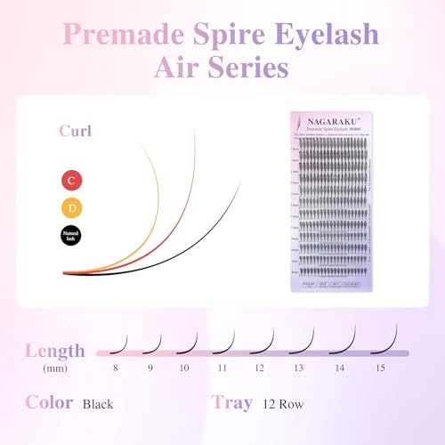 Anime Spire Lash Extensions 0.07D Curl 8-15mm Mix