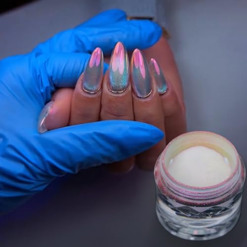 BEAUTNICE mermaid aurora Chrome Nail Powder - Glazed Donut Mirror Effect Holographic, 0.5g