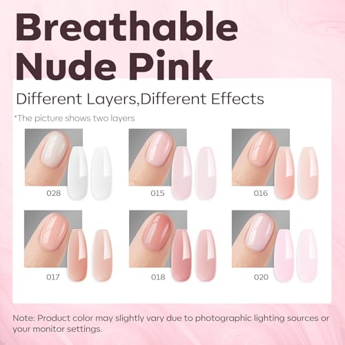 Modelones Builder Gel Nail Polish Set - 6 Nude Pink Colors