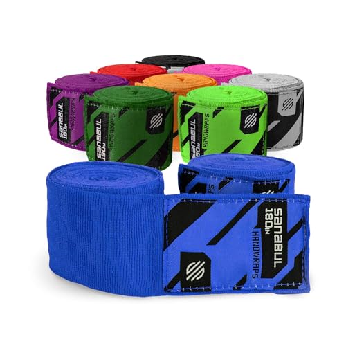 Sanabul Elastic 180 inch Boxing Handwraps | Boxing Gloves Muay Thai MMA Boxing Hand Wraps | Blue, 180"