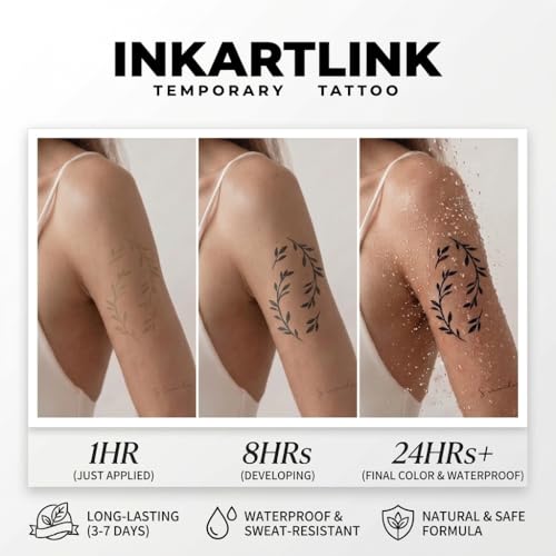 INKARTLINK Large Rose Sword Temporary Tattoos - Waterproof