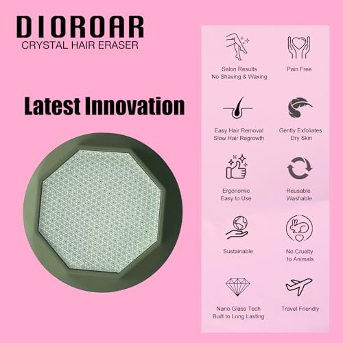 Crystal Hair Eraser for Women,Upgraded Painless Crystal Hair Remover Diamond,Effective Nano Glass Hair Removal Stone Exfoliation without Shaver,Natural Epilator for Silky Skin(Olive Green)