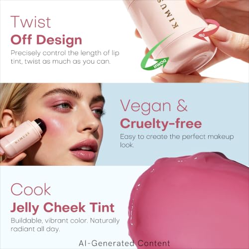 KIMUSE Jelly Cheek & Lip Tint - 3-in-1 Water-Resistant Jelly Stain for Cheeks Lips Eyes