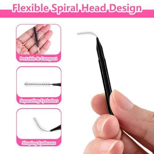 Micro Eyebrow Brush Set with Cap 50Pcs Eyelash Spoolies Comb Brow Lamination Brush Mini Spoolie For Eyelash Extensions Lash Lift Tools