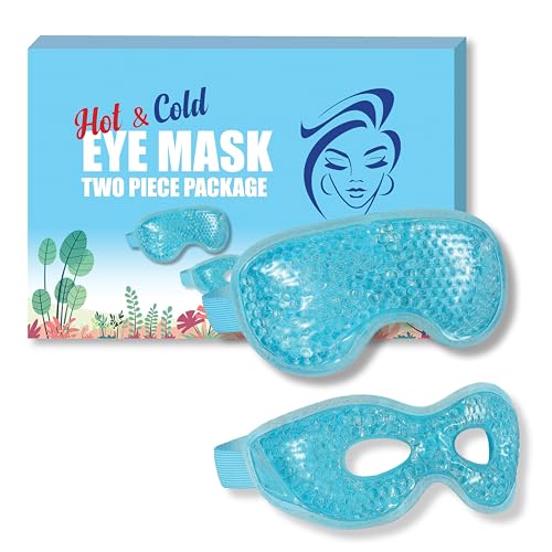 USA Merchant - 2PCs Cold & Hot Eye Therapy Mask, Cooling Eye Mask for Dry Eyes, Headaches, Eye Stress, Dark Cicles, Reusable Cold Compress and Refresh (2 PK Eye Mask)