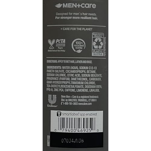 Dove Men+Care, 2 in 1 Shampoo + Conditioner, Hydration Fuel, Amber + Musk, 20.4 fl oz (603 ml)