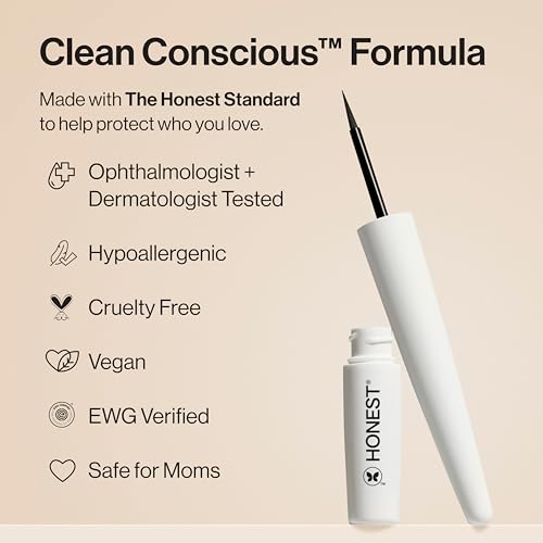 Honest Beauty Liquid Eyeliner Pen, Black Flake-Proof
