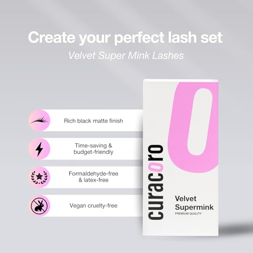 Curacoro Super Mink Eyelashes Extensions - Multi Selections from 0.03 to 0.2, C CC D Curl, 7-15 mm Length Mixed Tray Silk Eyelashes, Individual Eyelash Extensions (0.03 C 7-15 mm)